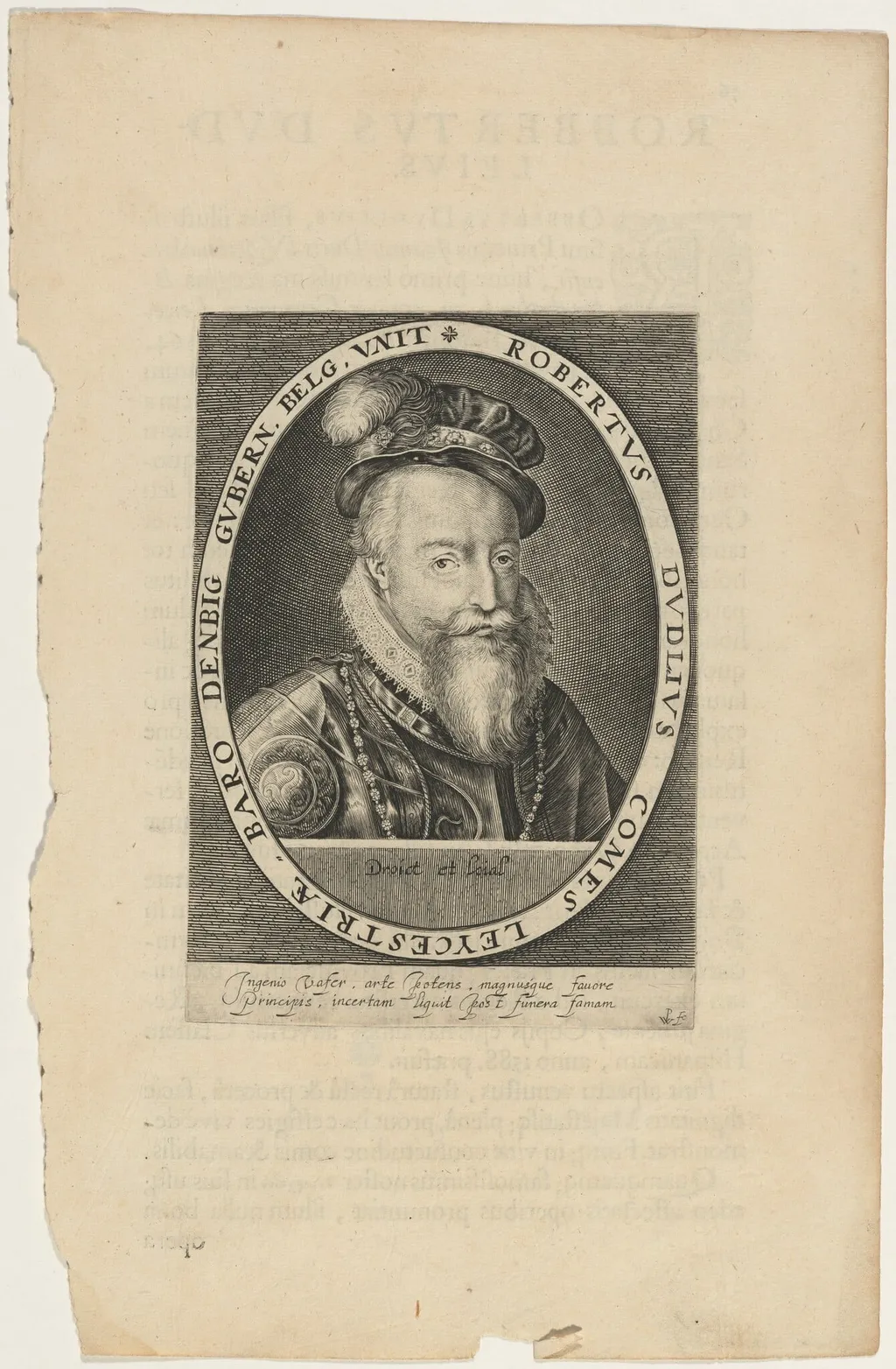 Robert Dudley, Earl of Leicester, by Willem de Passe, ink, 1620