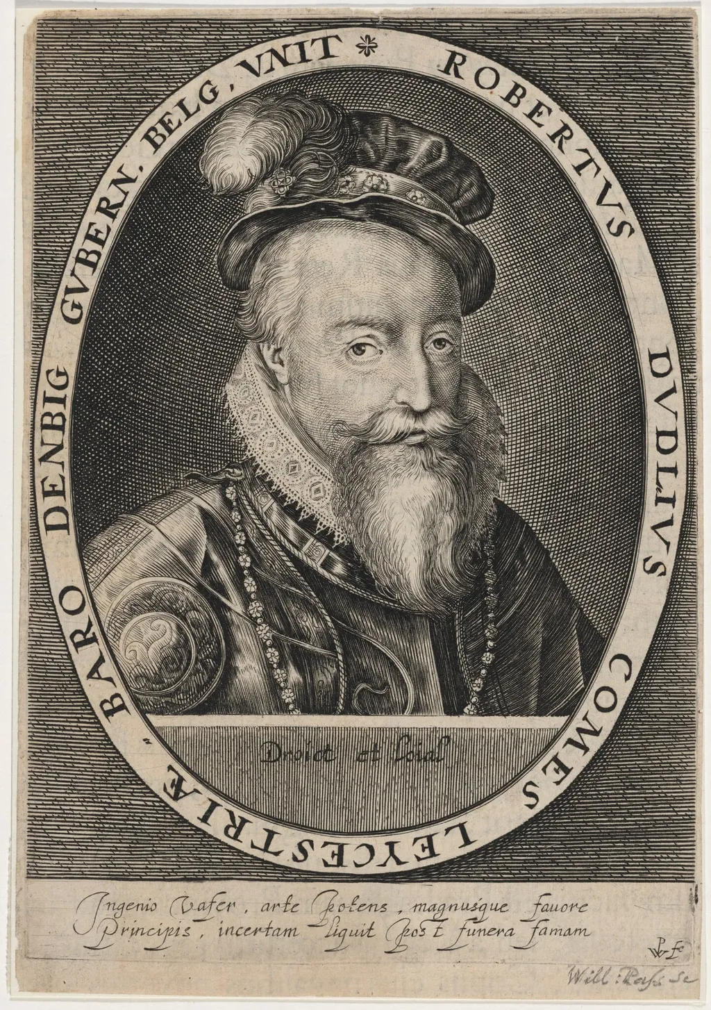 Robert Dudley, Earl of Leicester, by Willem de Passe, ink, 1620