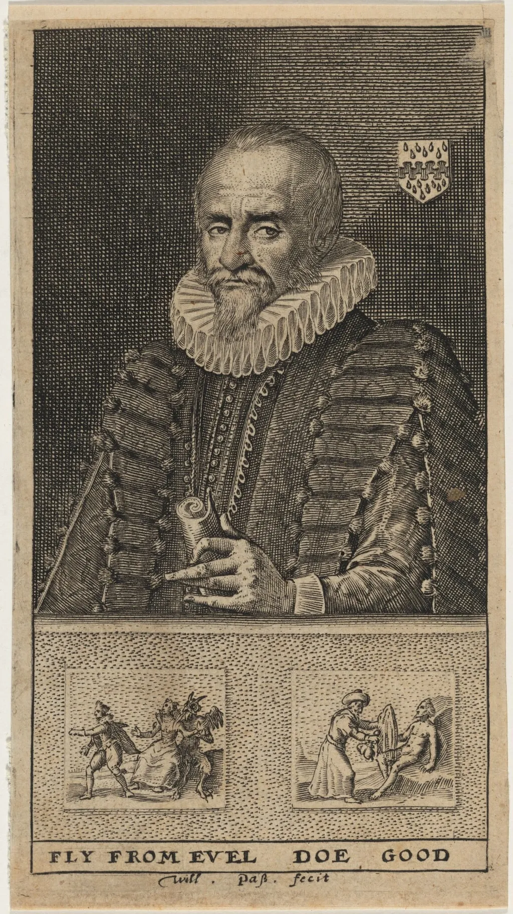 Sir John Hayward, Historian, by Willem de Passe, ink, 1630