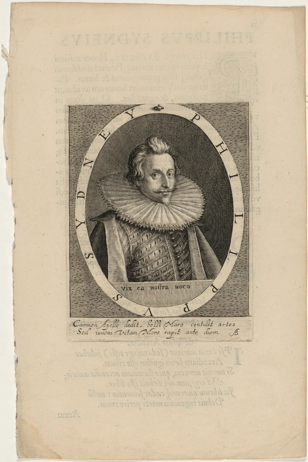 Sir Philip Sidney, Soldier and Poet, by Willem de Passe, ink, 1620