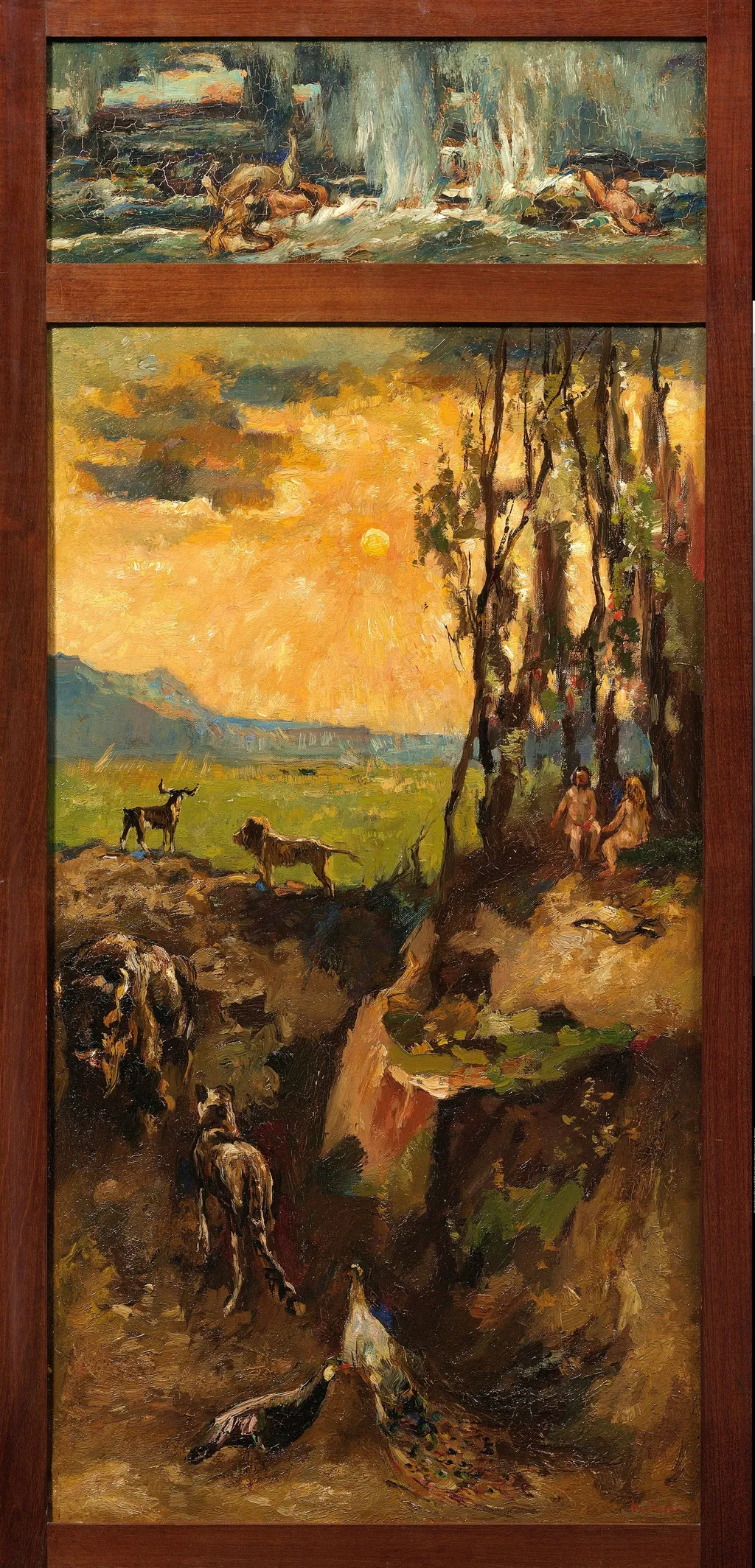 Adam en Eva in het paradijs, by Willem de Zwart, oil, 1915