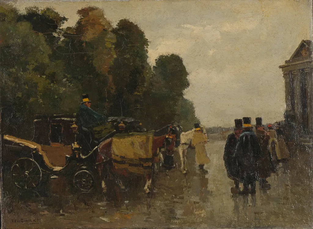 Carriages and Waiting Coachmen, by Willem de Zwart, unspecified, 1890