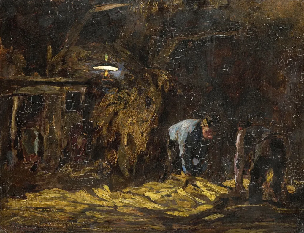 In the barn, by Willem de Zwart, oil, 1908