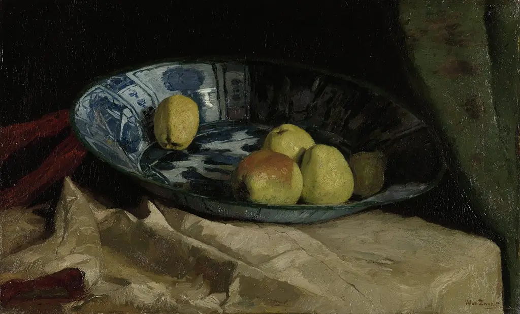 Still Life with Apples in a Delft Blue Bowl, by Willem de Zwart