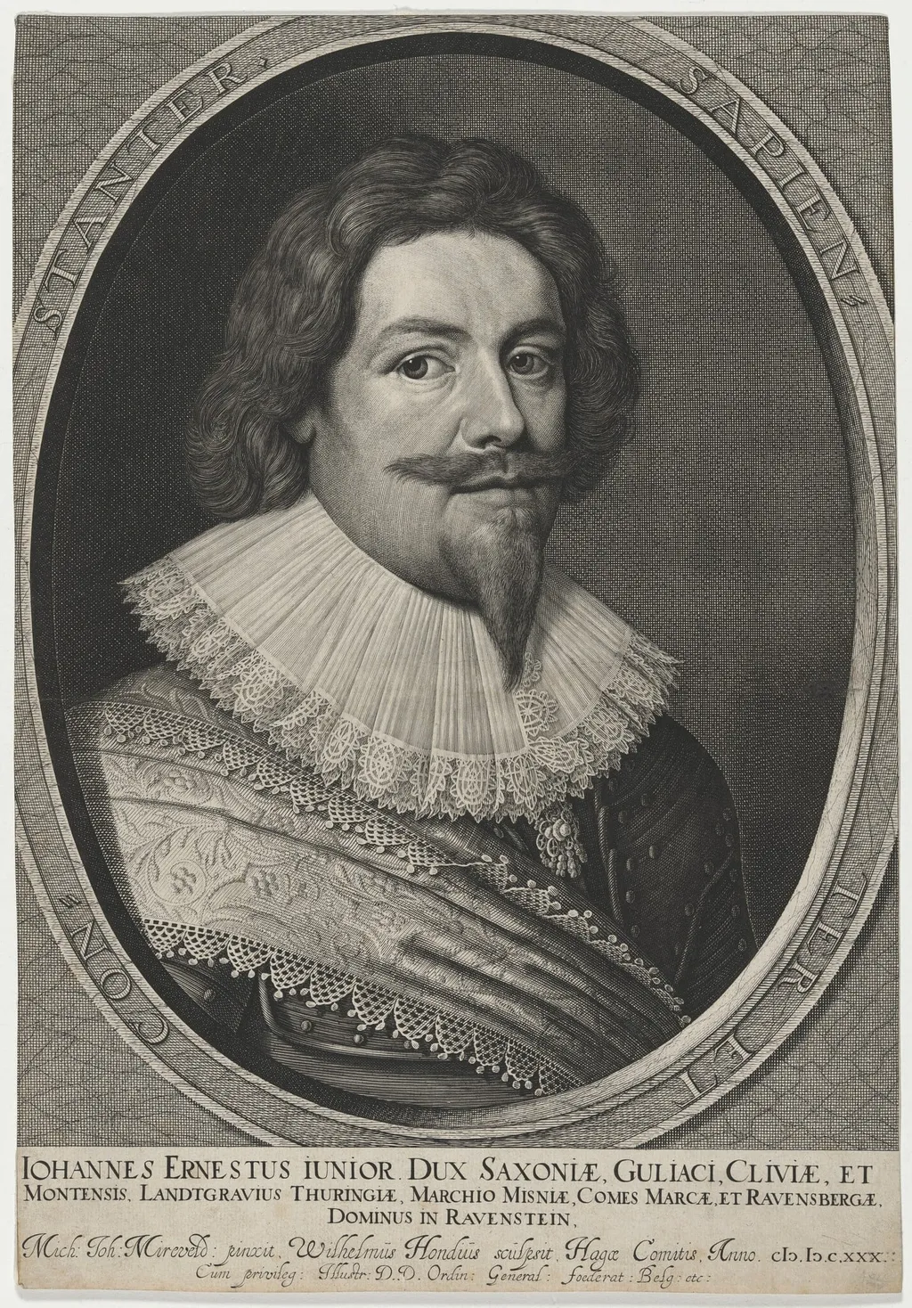 John Ernest, Jr., Duke of Saxony, by Willem Hondius, ink, 1630