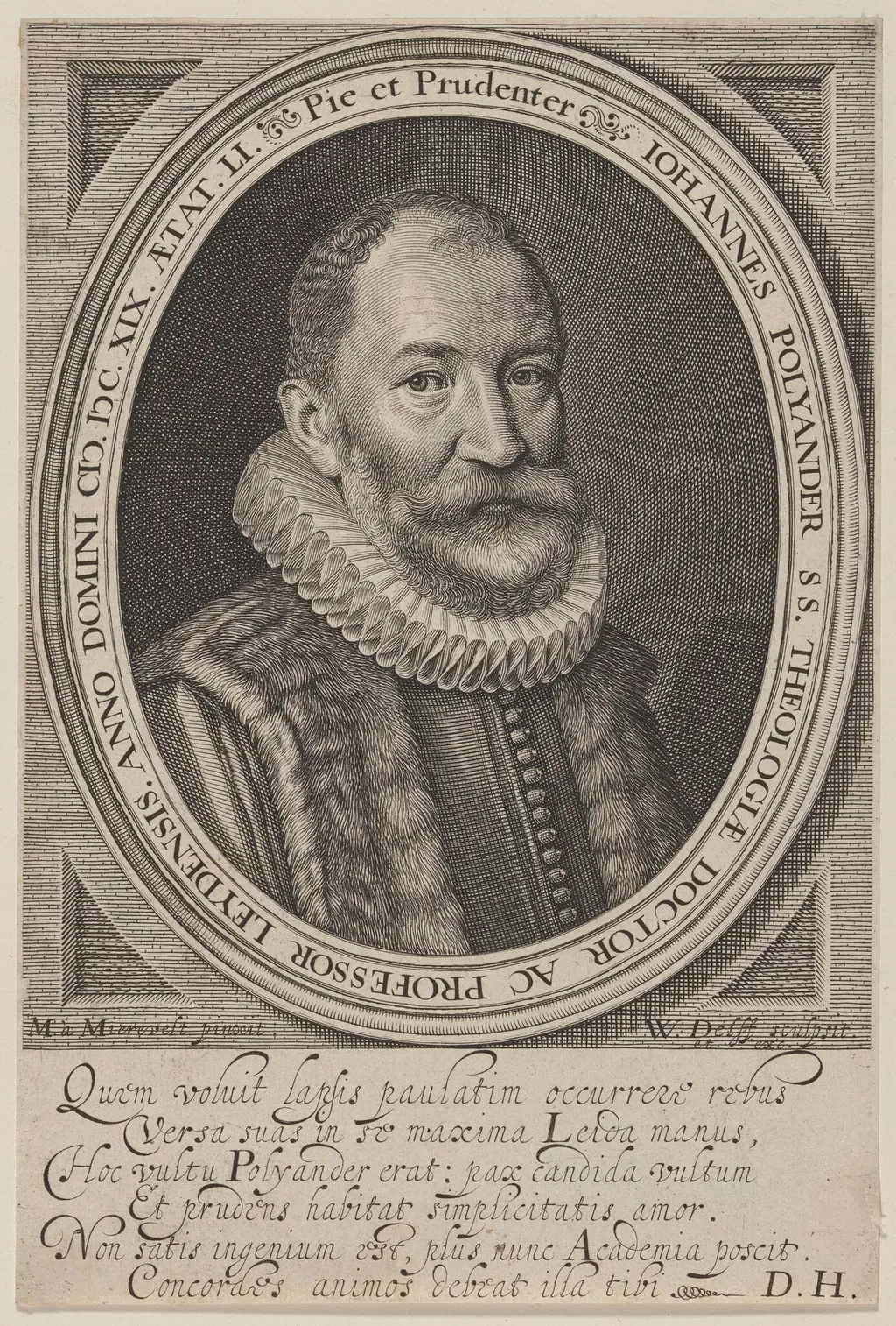 Johannes Polyander, Doctor of Divinity and Teacher, by Willem Jacobsz Delff, ink, 1609