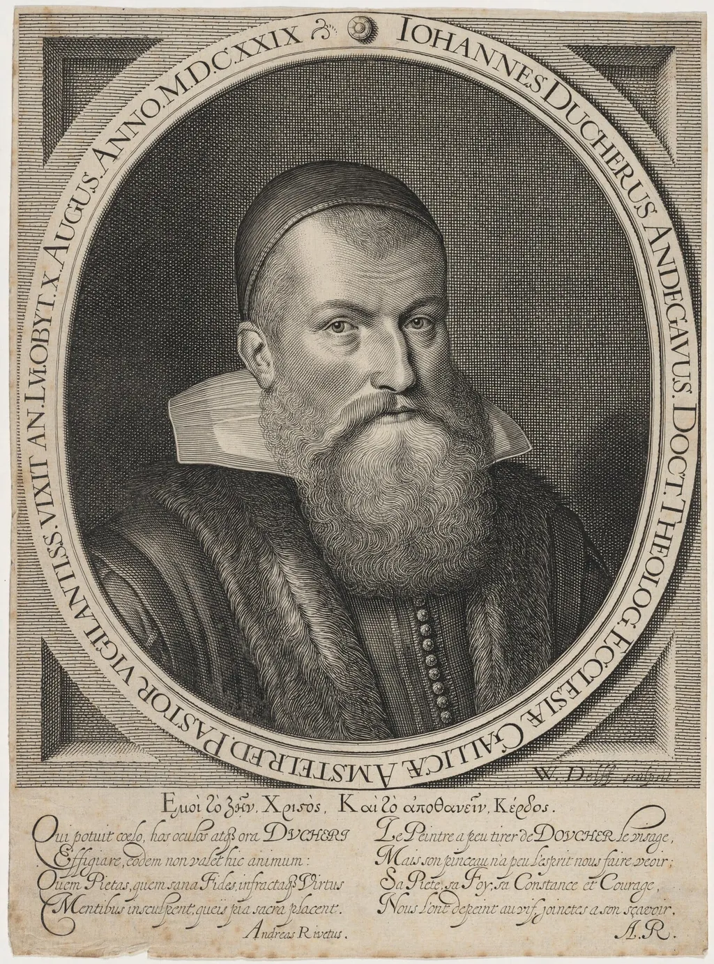 John Doucher, French Divine, by Willem Jacobsz Delff, ink, 1609
