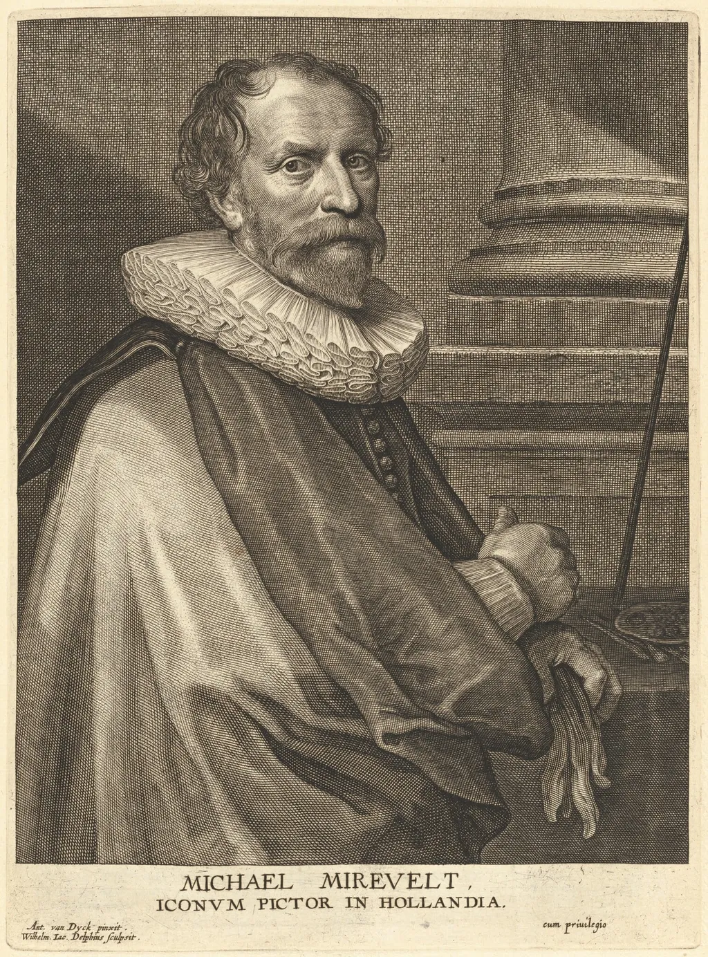 Michel Miereveld, by Willem Jacobsz Delff, ink, 1634