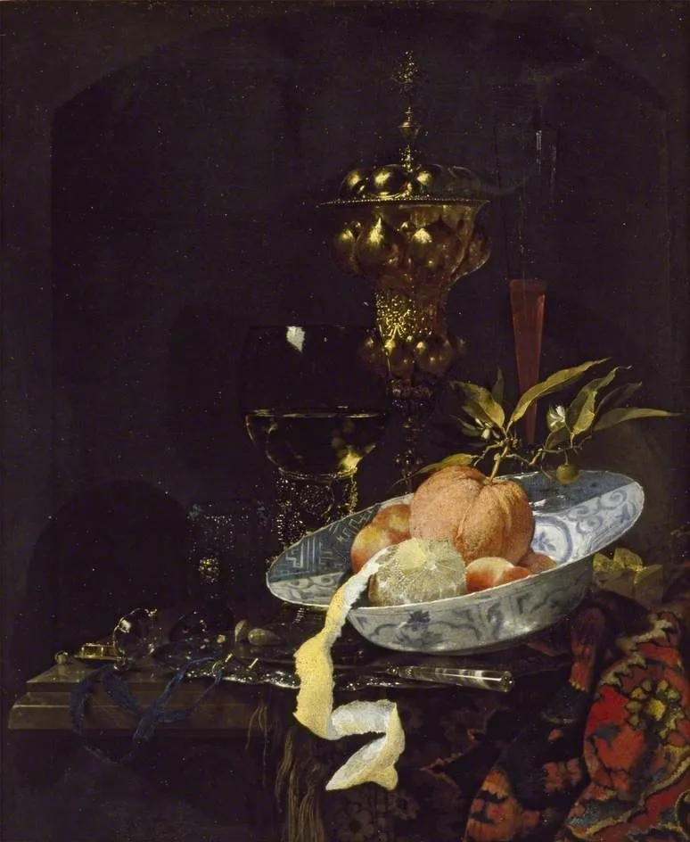 Still Life with an oriental Rug, by Willem Kalf, oil, 1666