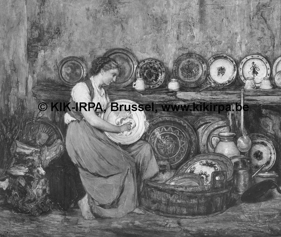 Woman Washing Dishes, by Willem Linnig Junior