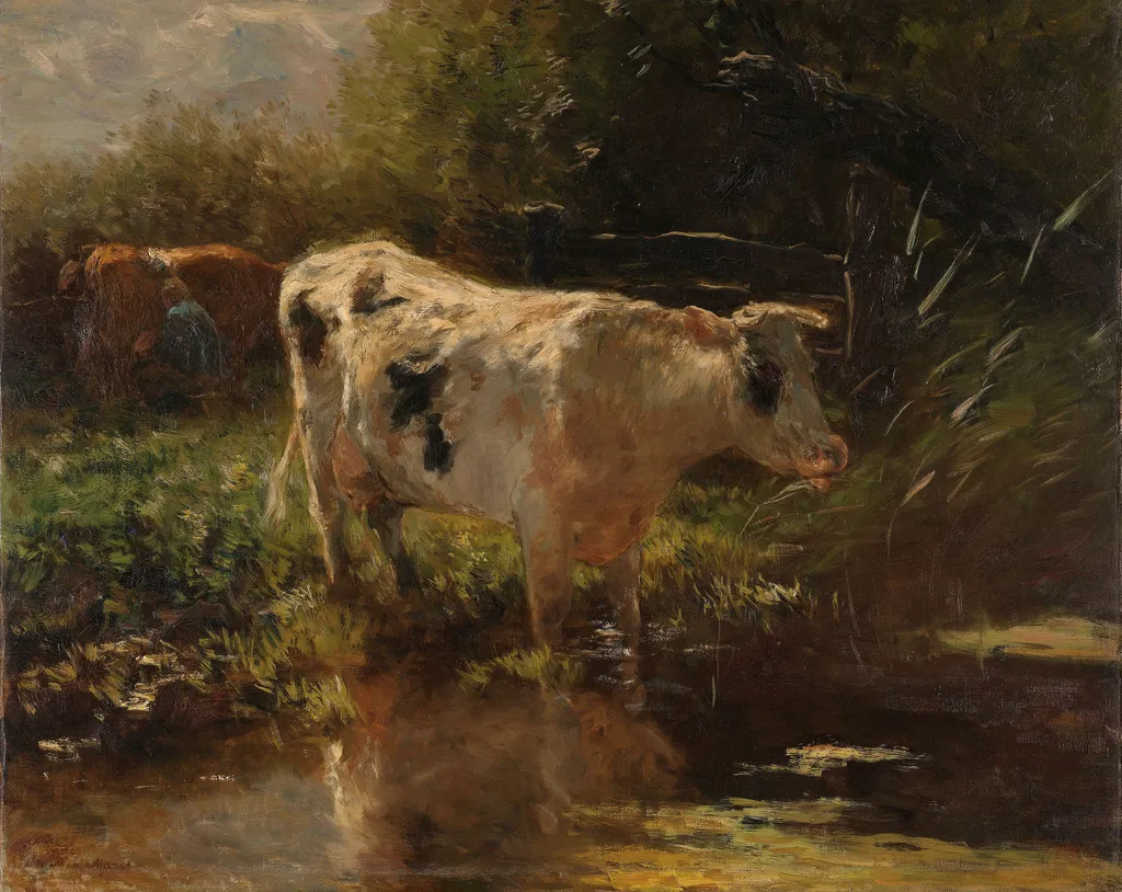 Cow beside a Ditch, by Willem Maris, oil, 1893