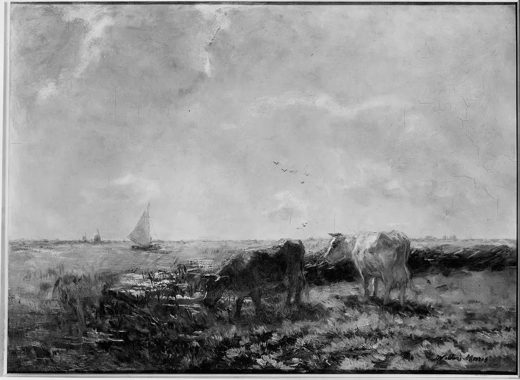 River Landscape with Cattle, by Willem Maris, oil, 1887