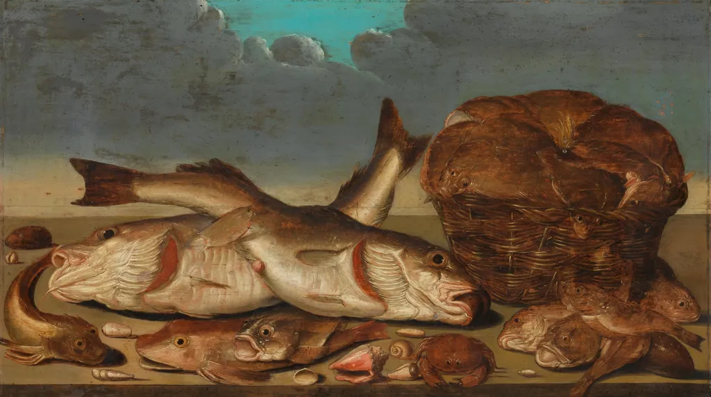 Still Life with Fish, by Willem Ormea, unspecified, 1638