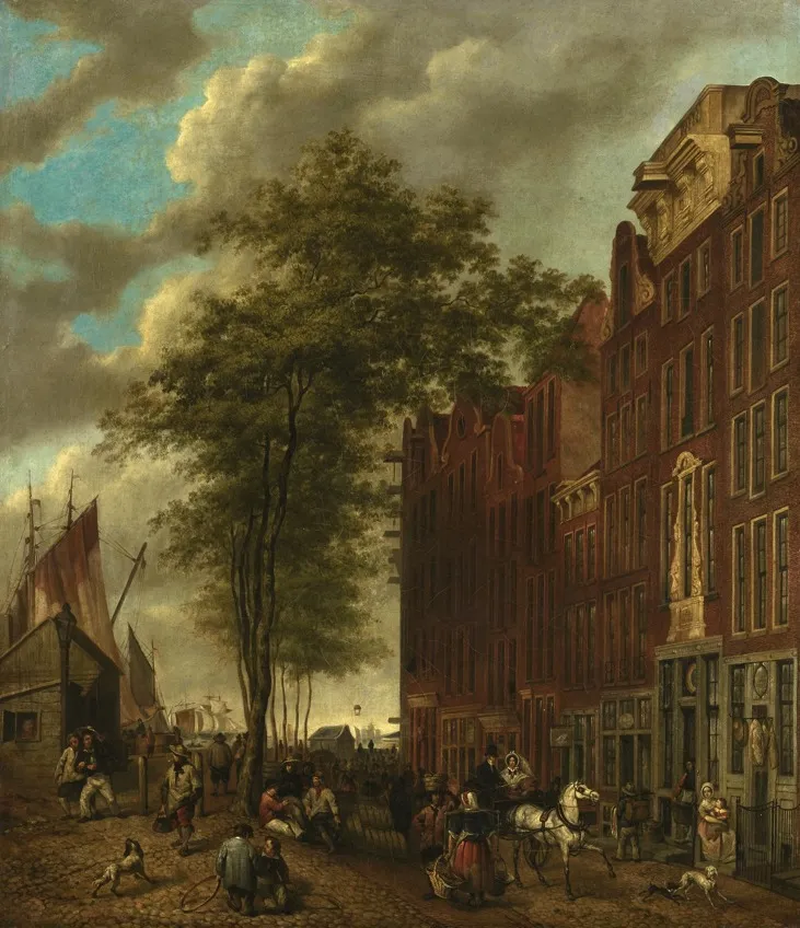Slijpsteenmarkt (Whetstone Market) in Amsterdam (The Slypsteenen at Amsterdam), by Willem Pieter Hoevenaar, oil, 1835