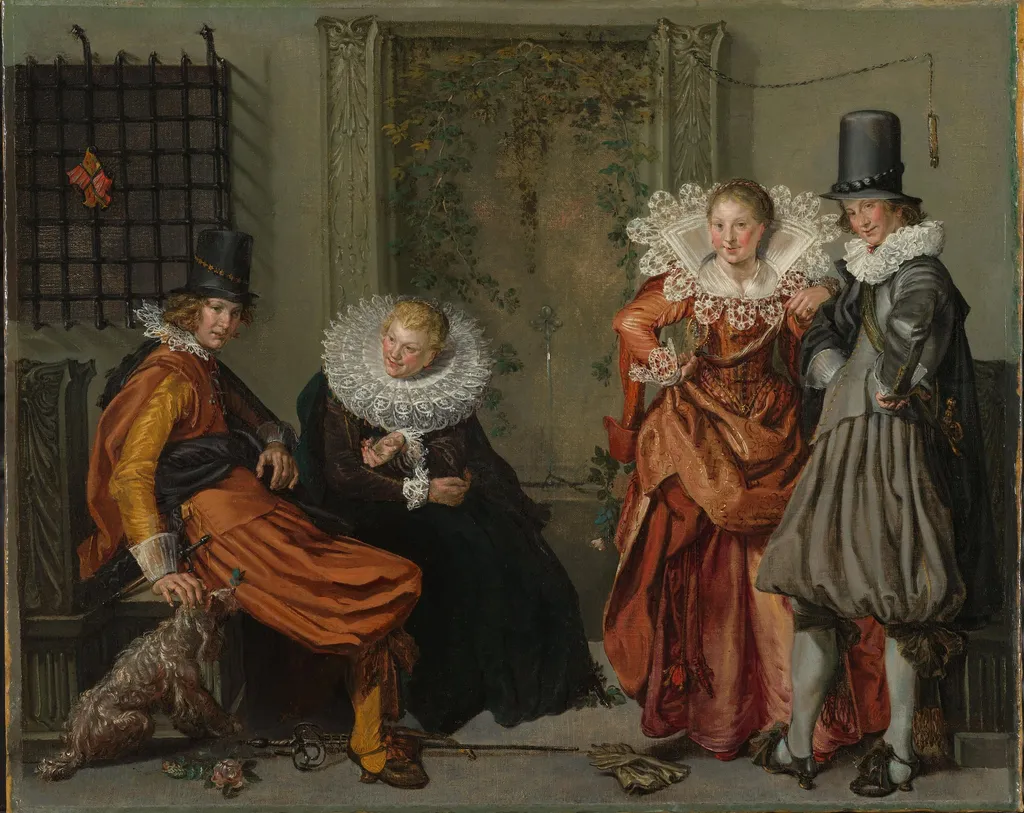 Elegant Couples Courting, by Willem Pieterszoon Buytewech, unspecified, 1616