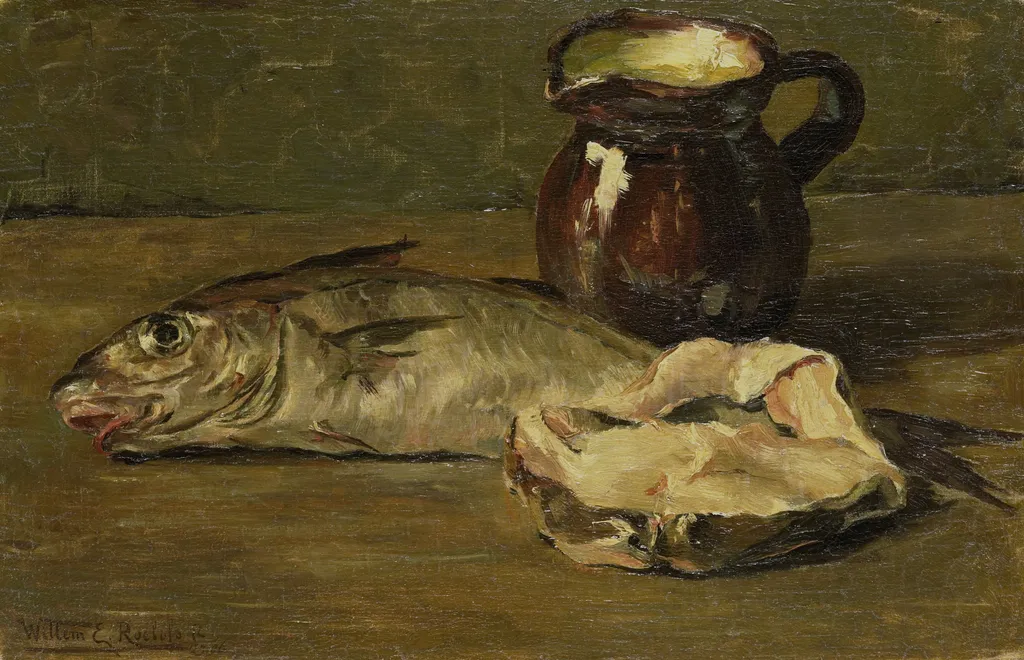 Stilleven met kabeljauw, by Willem Roelofs, oil, 1898
