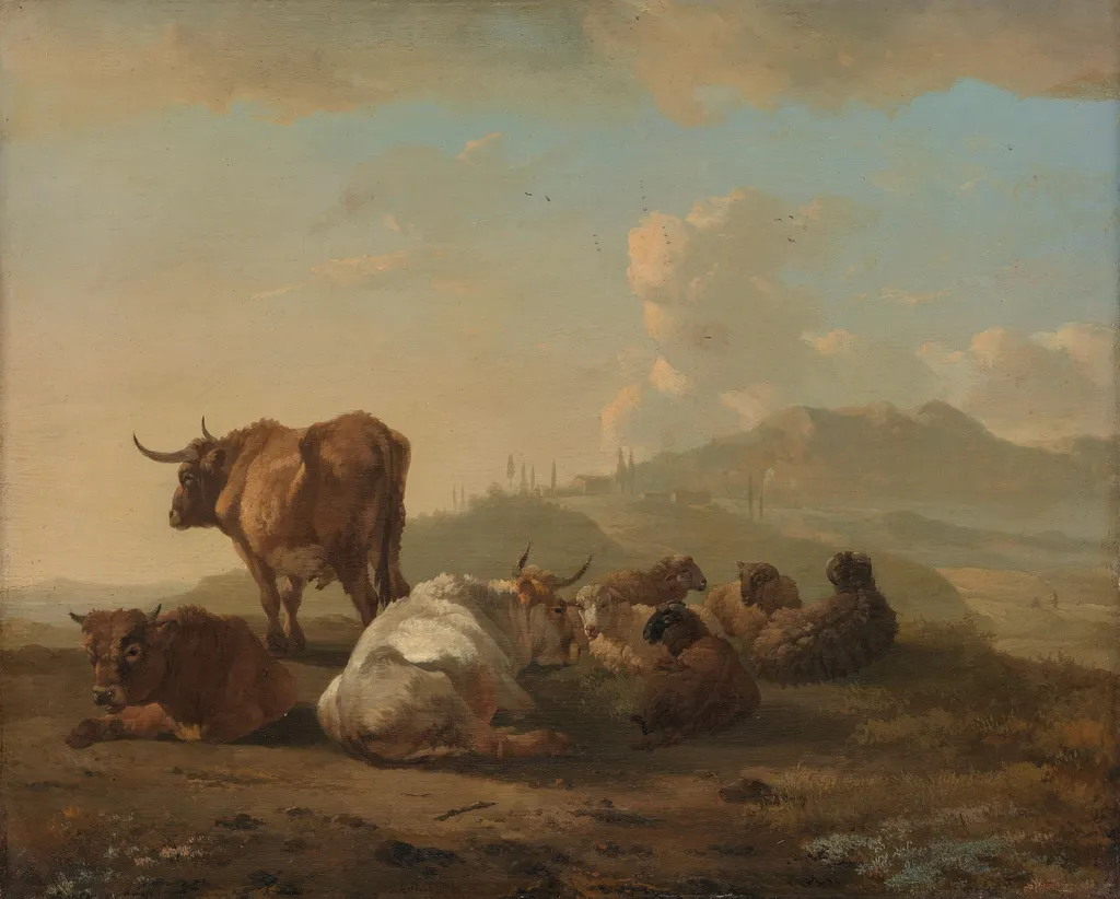 Resting herd, by Willem Romeyn, oil, 1650