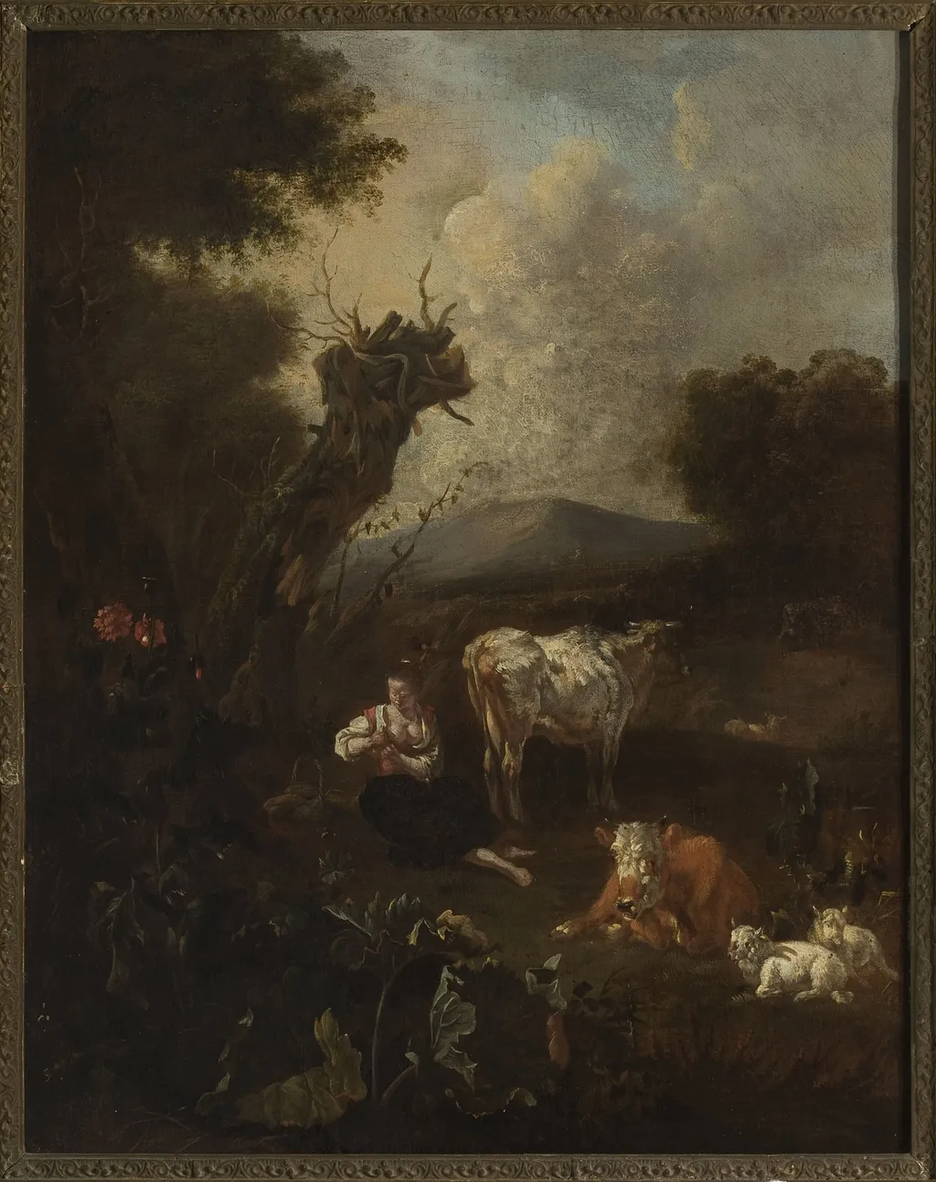 Shepherdess with a herd, by Willem Romeyn, oil, 1670