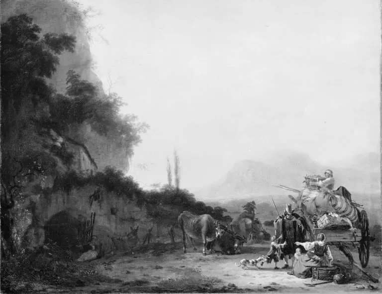 Landscape with a Removal Cart, by Willem Schellinks, oil, 1660