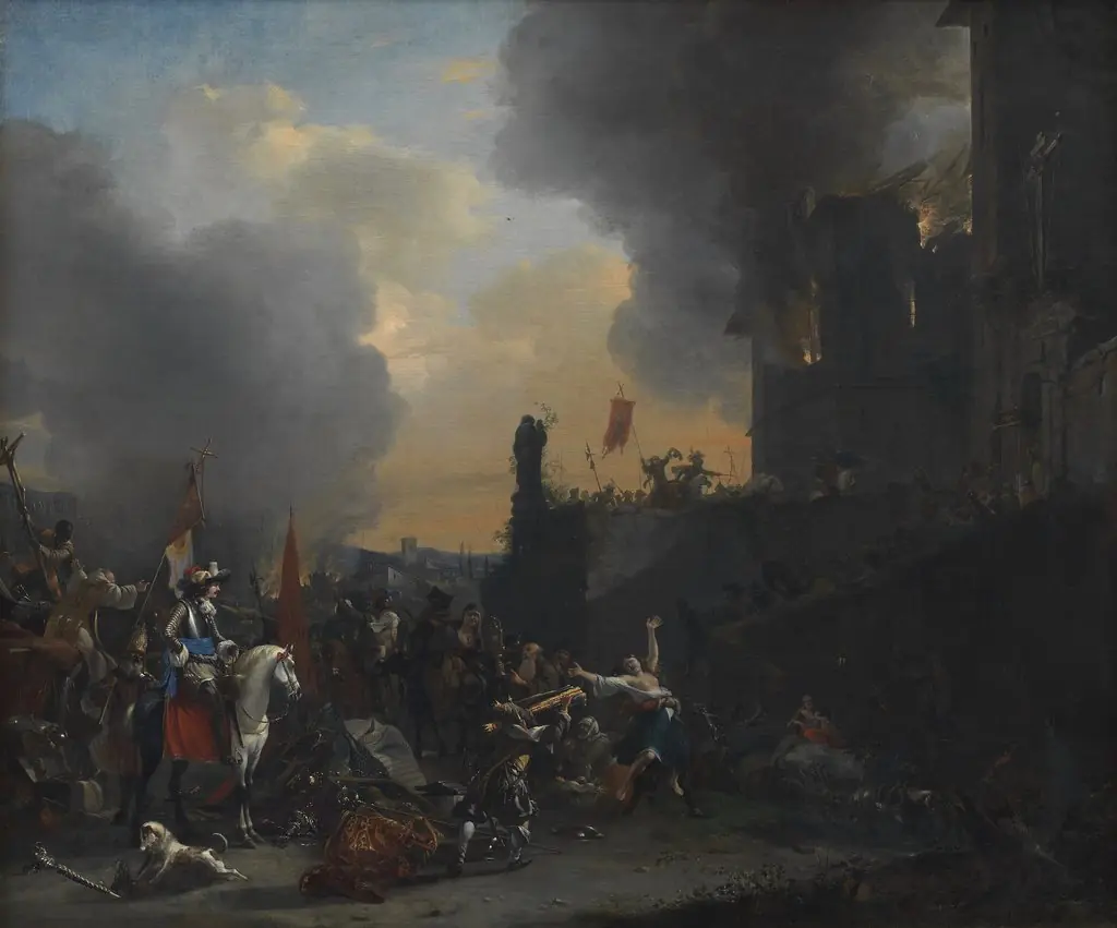 Soldiers Looting and Burning a Convent, by Willem Schellinks