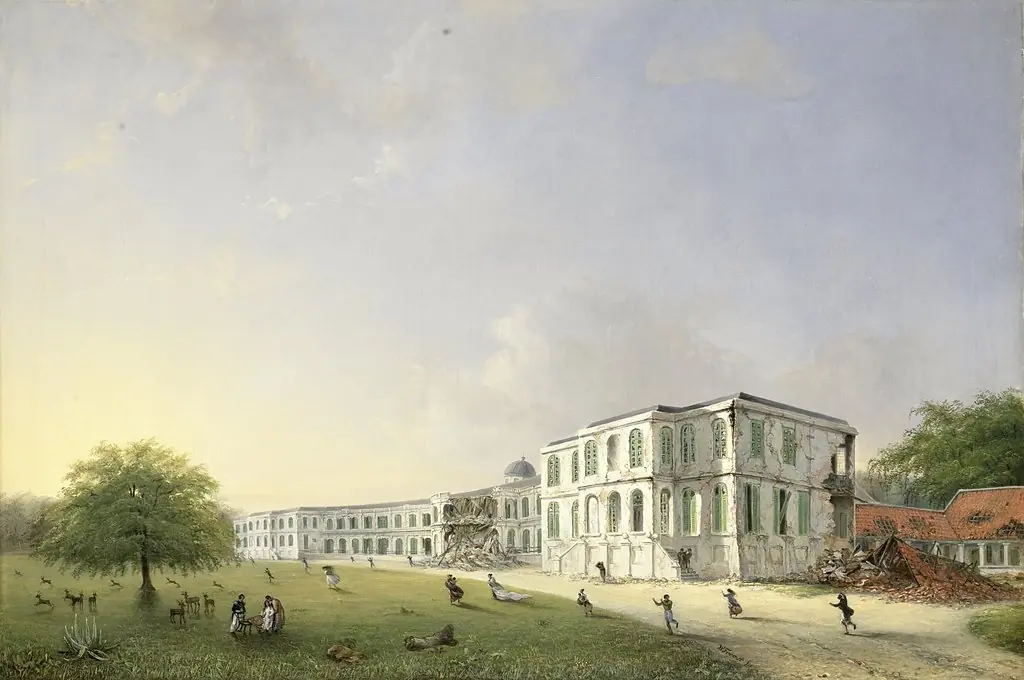 Front View of Buitenzorg Palace after the Earthquake of 10 October 1834, by Willem Troost