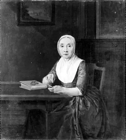 Portret van een aan een tafel zittende dame, by Willem Uppink