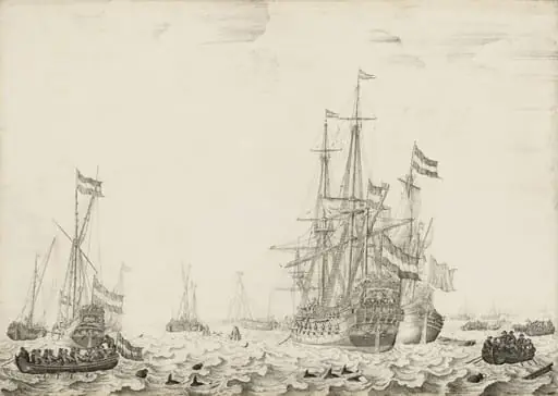 Dutch Ships near the Coast, by Willem van de Velde the Elder