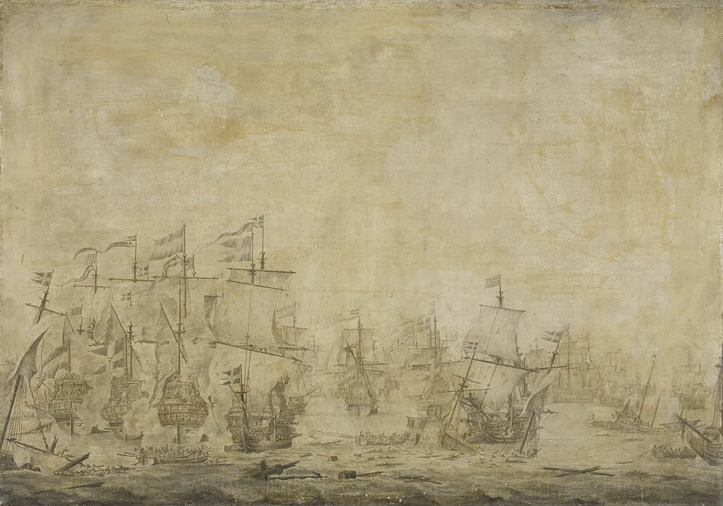 Episode from the Battle of the Sound between the Dutch and Swedish fleets, 8 November 1658, by Willem van de Velde the elder, unspecified, 1660