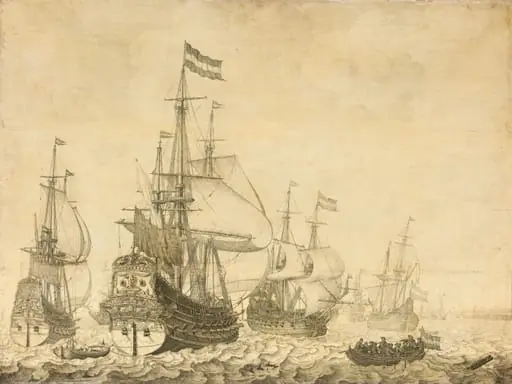 "Seascape with the Dutch Men-of-War including the "Drenthe" and the "Prince Frederick-Henry"", by Willem van de Velde the elder