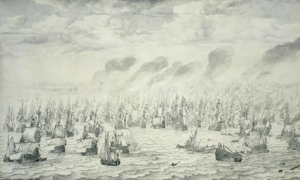 The Battle of Terheide, by Willem van de Velde the elder, unspecified, 1670