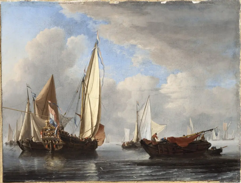 A Yacht and Other Vessels in a Calm, by Willem van de Velde the Younger