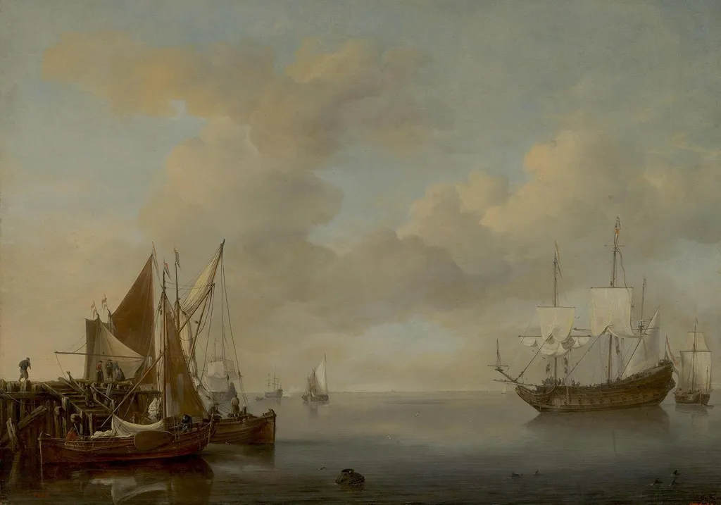 Calm, by Willem van de Velde the Younger, oil, 1654