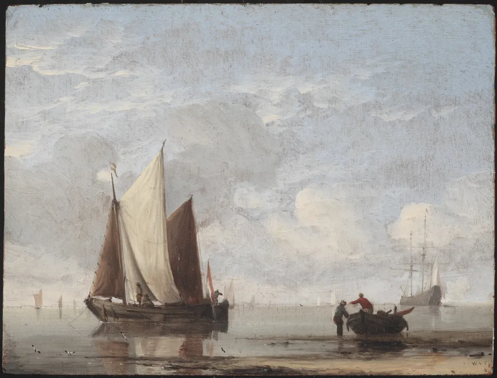 Calm Sea, by Willem van de Velde the Younger, oil, 1660