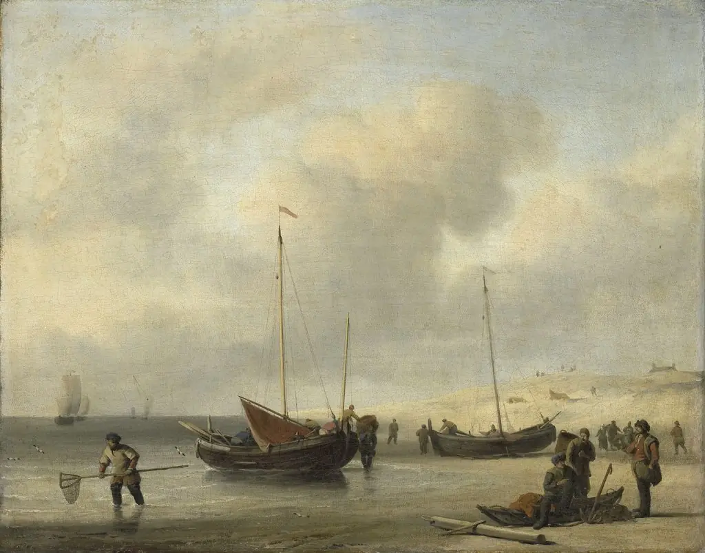 Fishing boats on the beach, by Willem van de Velde the Younger