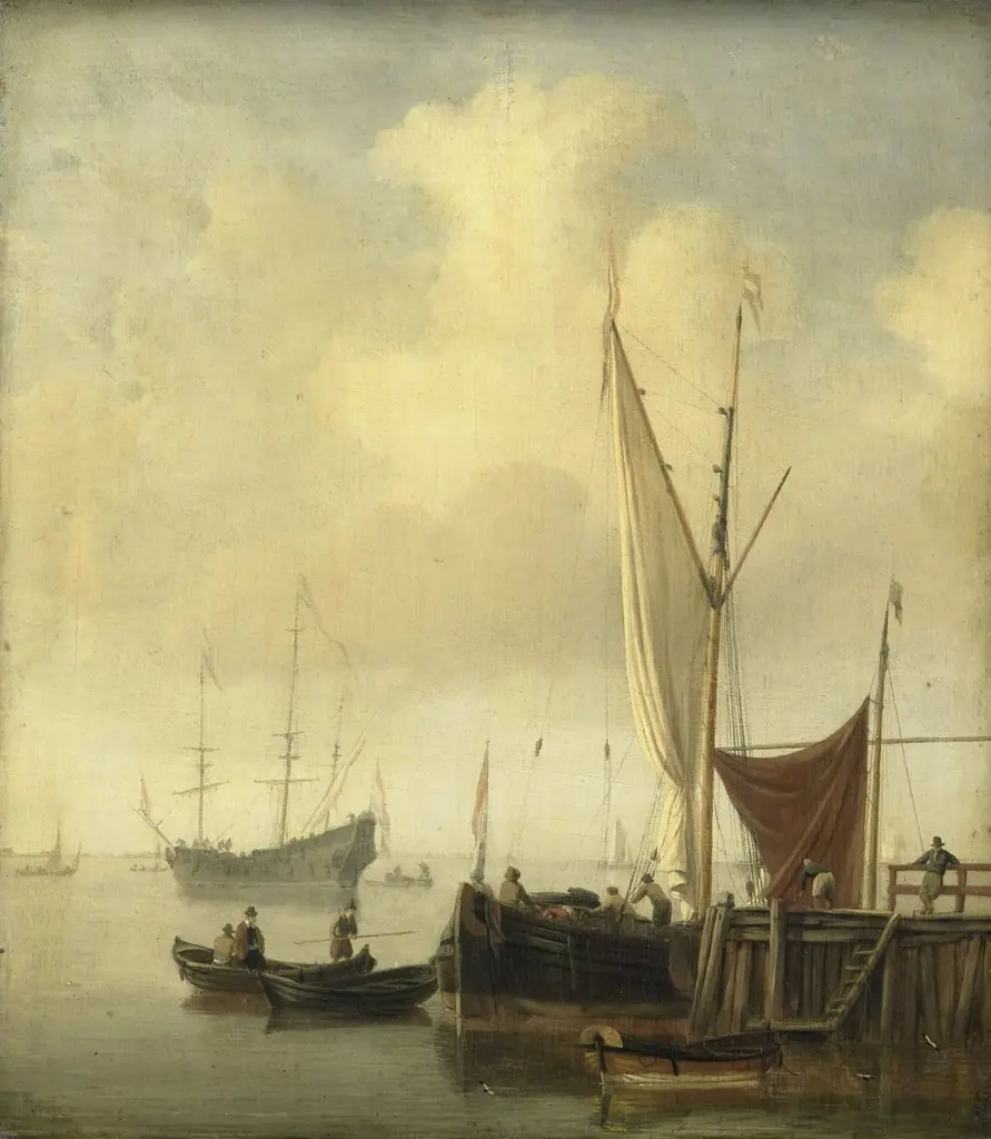 Harbor view, by Willem van de Velde the Younger