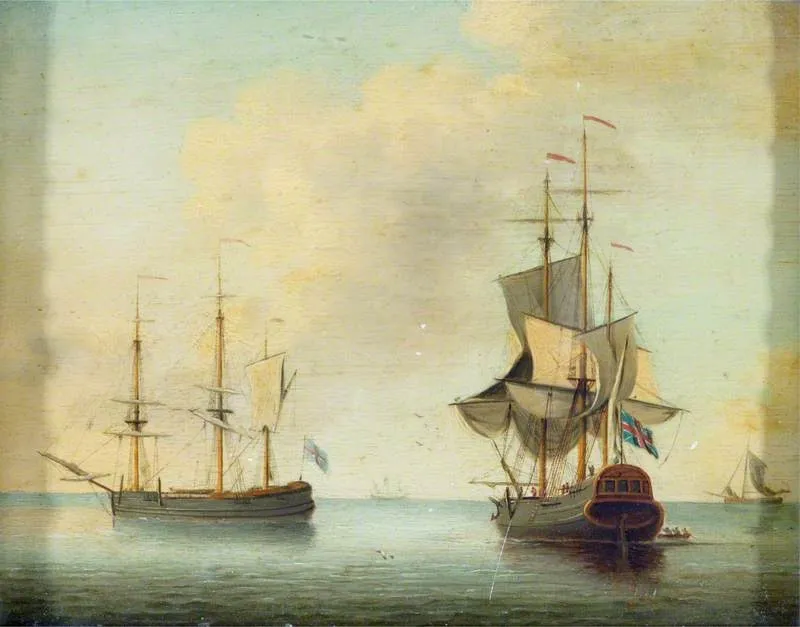 Shipping in a Calm, by Willem van de Velde the Younger, oil