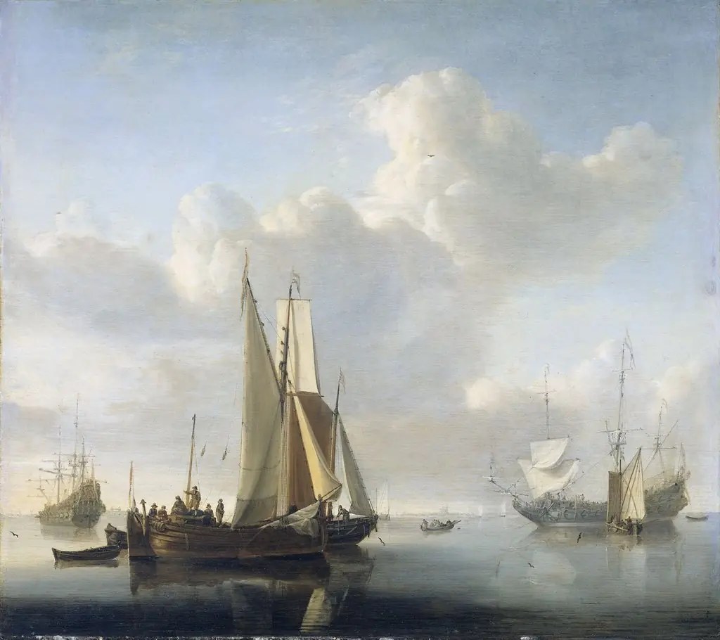 Ships off the coast, by Willem van de Velde the Younger