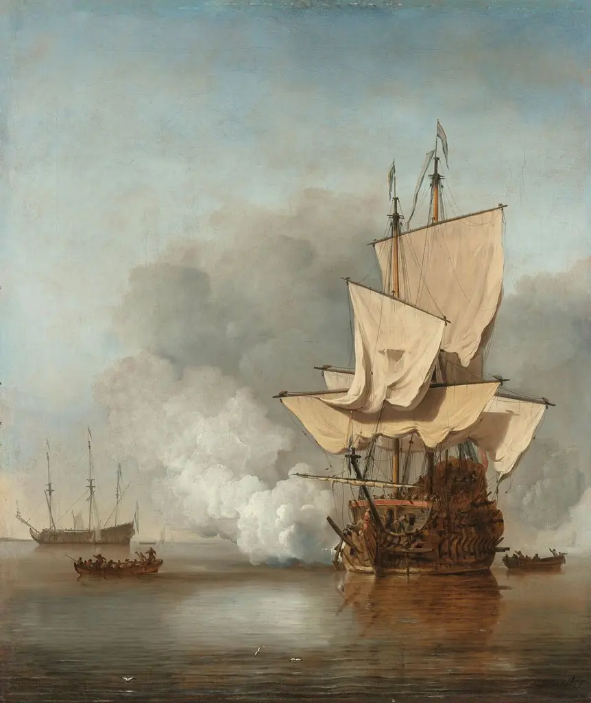 The Cannon Shot, by Willem van de Velde the Younger, 1690