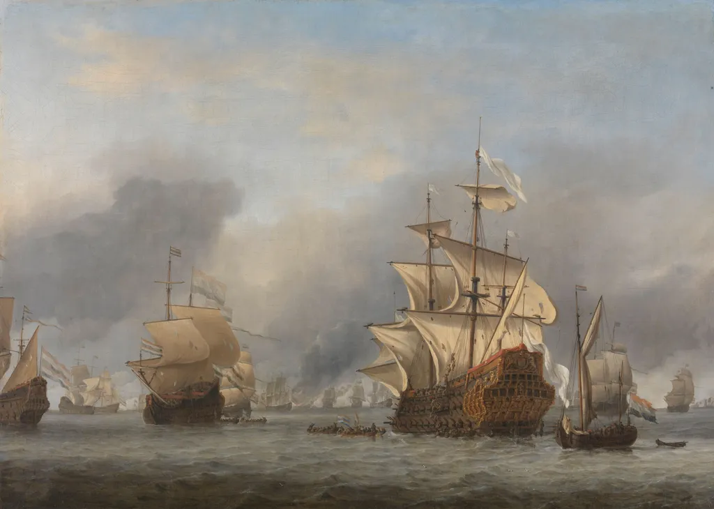 The Capture of the Royal Prince, by Willem van de Velde the Younger, oil, 1670