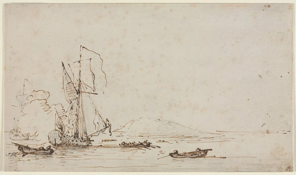 Yacht Receiving Salute, by Willem van de Velde the Younger, 1700