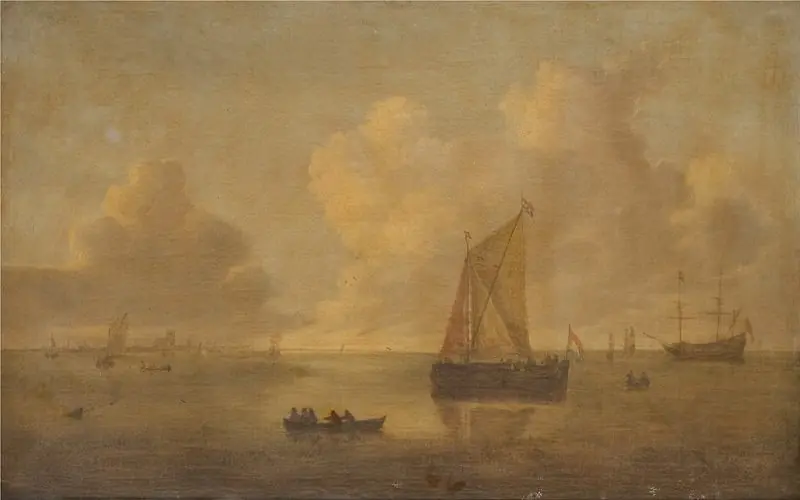 Seascape with a Town in the Background, by Willem van Diest