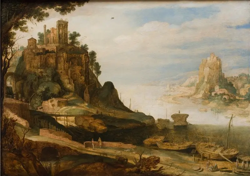 Coast Landscape with the so-called Temple of Sibyl at Tivoli, by Willem van Nieulandt II