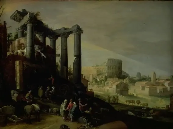 Landscape with a View of Campo Vaccino in Rome, by Willem van Nieulandt II