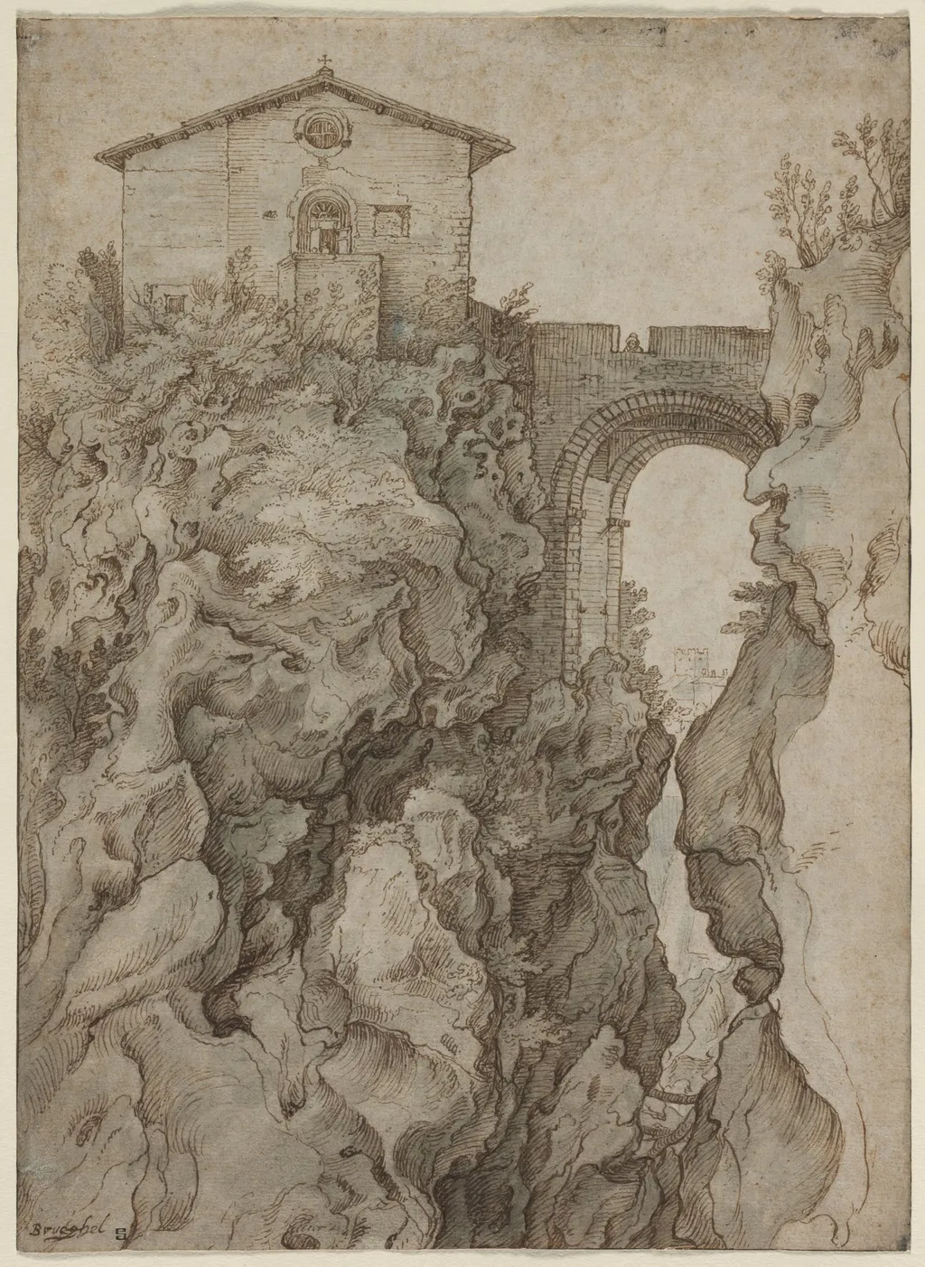 Ponte San Rocco at Tivoli, by Willem van Nieulandt II, 1618