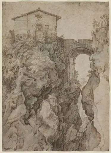 Ponte San Rocco at Tivoli, by Willem van Nieulandt II