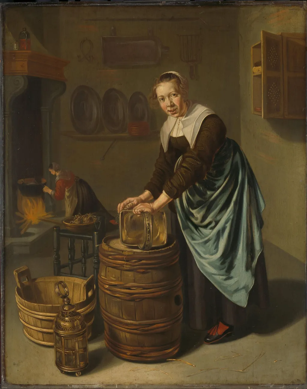 Woman Scouring a Vessel, by Willem van Odekercken, unspecified, 1644