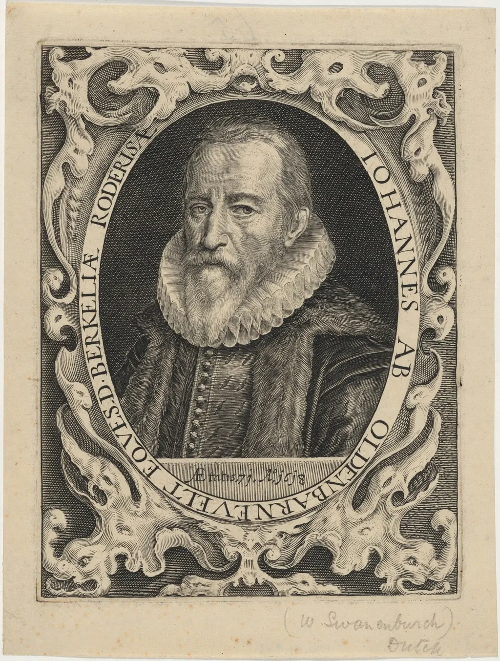 Johan van Oldenbarneveldt, by Willem van Swanenburgh, ink, 1618