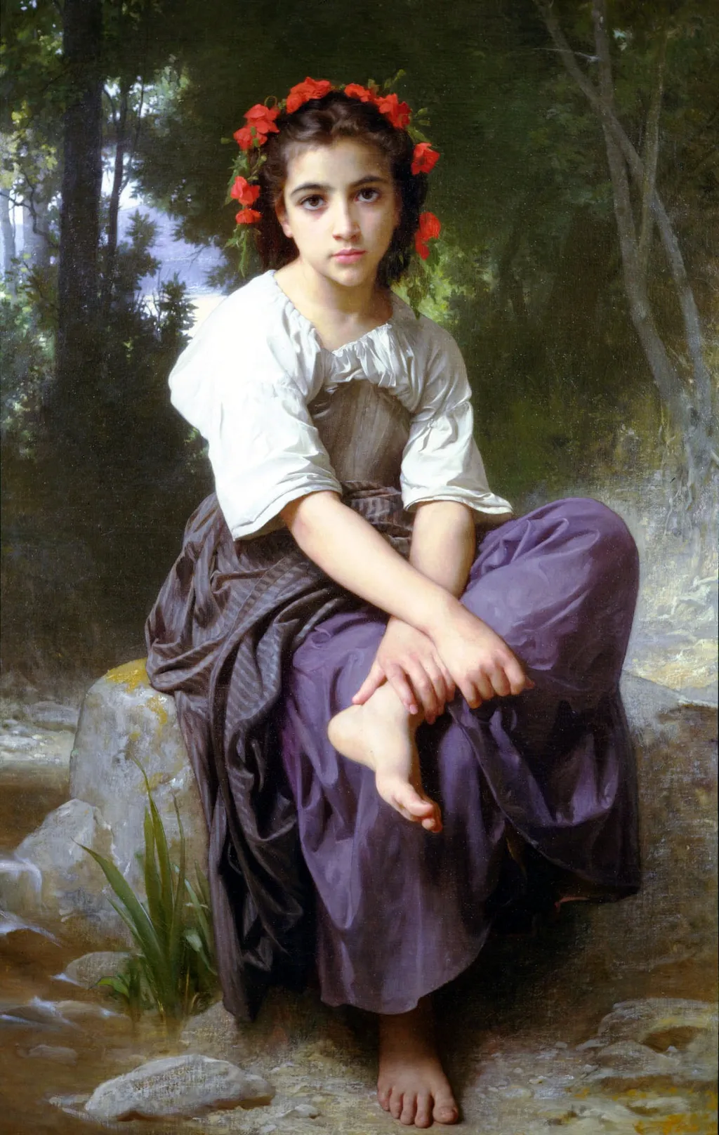 At the Edge of the Brook, by William Adolphe Bouguereau, oil, 1875