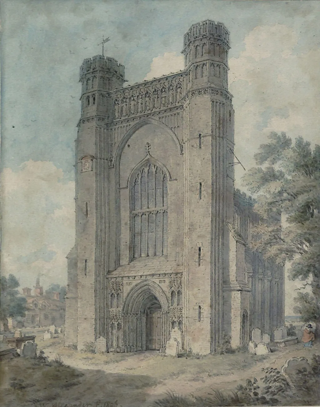 Thorney Abbey, Cambridgeshire, by William Alexander, watercolor, 1806