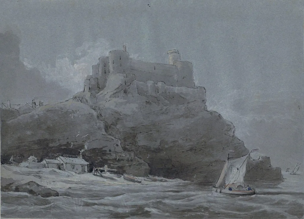 Harlech Castle, by William Alfred Delamotte, watercolor, 1800